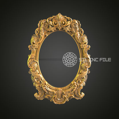 Exquisite Rococo Golden Mirror Frame STL for CNC Wood Carving – Artcam, Aspire Compatible