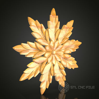 Sunburst Floral CNC Router STL Model - Elegant 3D Wood Carving Design