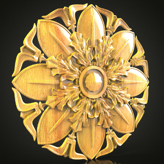 Luxe Floral Mandala STL for CNC, Opulent Wood Carving Art, Artcam Aspire Detailed File, Elegant Home Decor, Botanical Wall Art CNC Design, Exquisite Flower Pattern