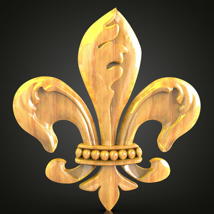 Regal Fleur-de-Lis CNC Wood Carving, STL Model for Router, Luxurious Wall Decor