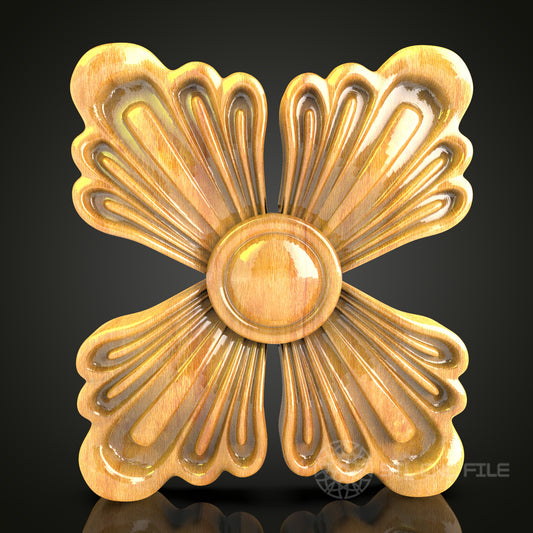 Radiant Floral Medallion CNC Router STL Model - Classic Wood Carving Design