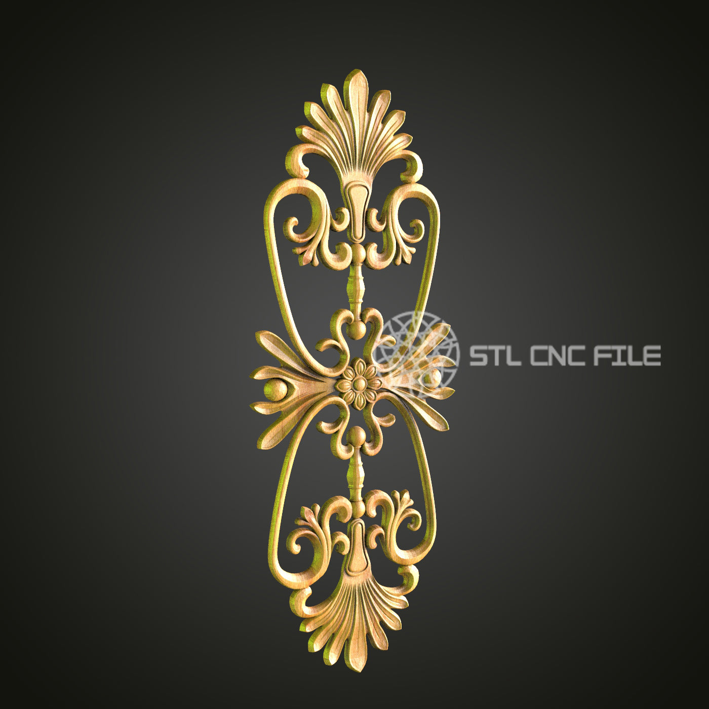 Elegant Baroque Handle Design - CNC Router STL Model, Ornate Door Handle, Artcam Aspire Files (Copie)