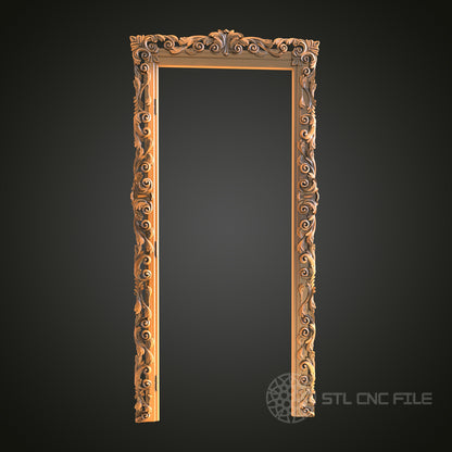 Ornate Vertical Decorative Frame STL Model for CNC Router Engraver, 3D Printer, Door Frame, Wall Art