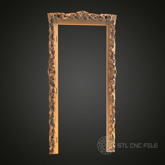 Ornate Vertical Decorative Frame STL Model for CNC Router Engraver, 3D Printer, Door Frame, Wall Art