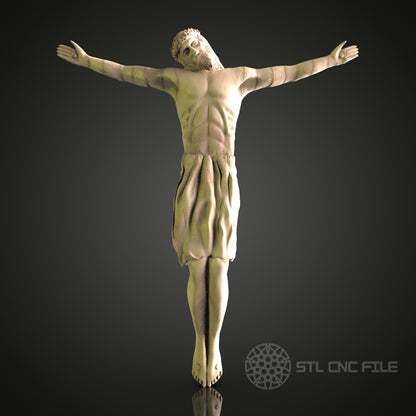 Crucifixion Scene Jesus Christ 3D Model STL File, Religious Sculpture for CNC Router – Compatible with Artcam, Aspire