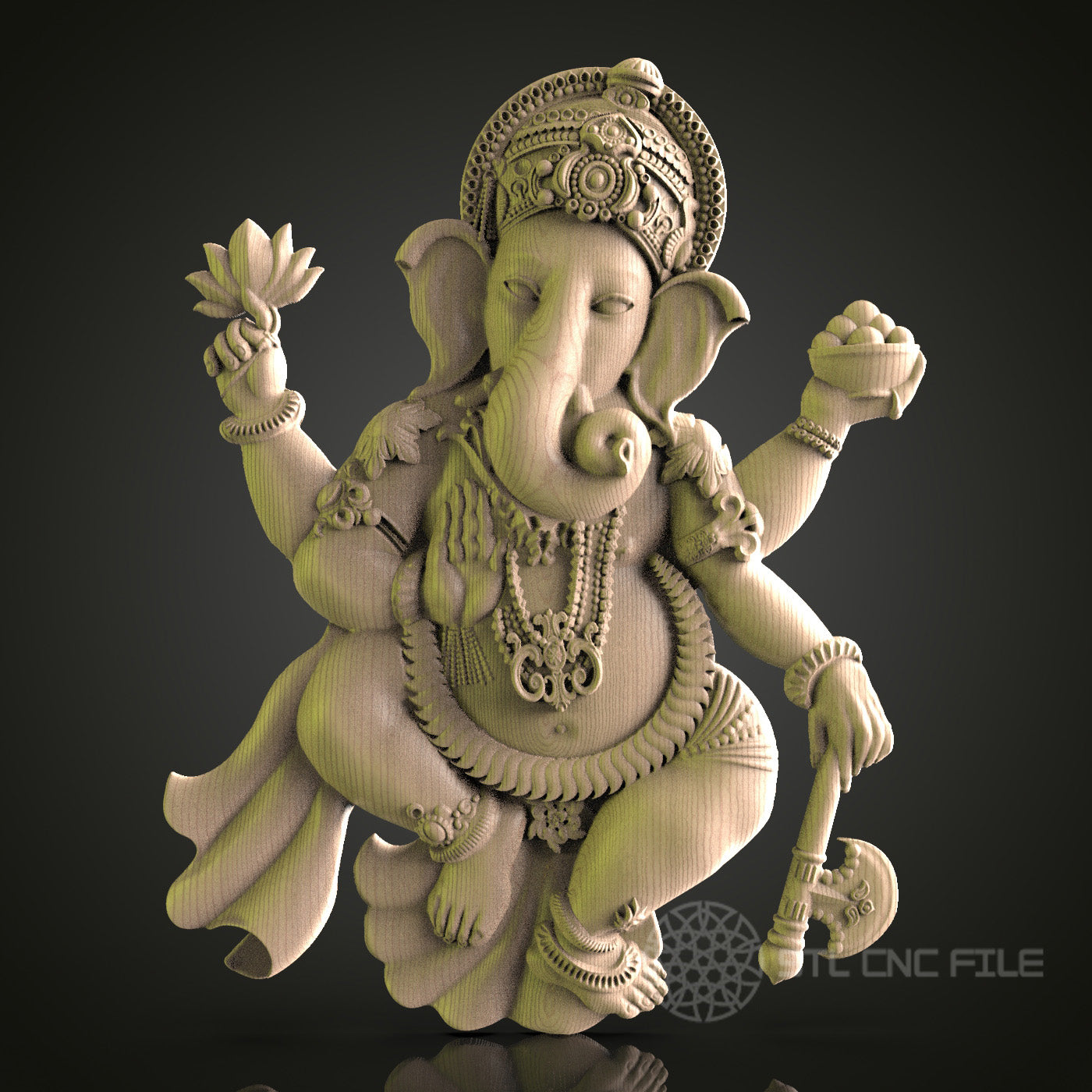 Ganesha Sculpture Wall Decor - STL Model for CNC Router, 3D Printer - Artcam, Aspire Compatible