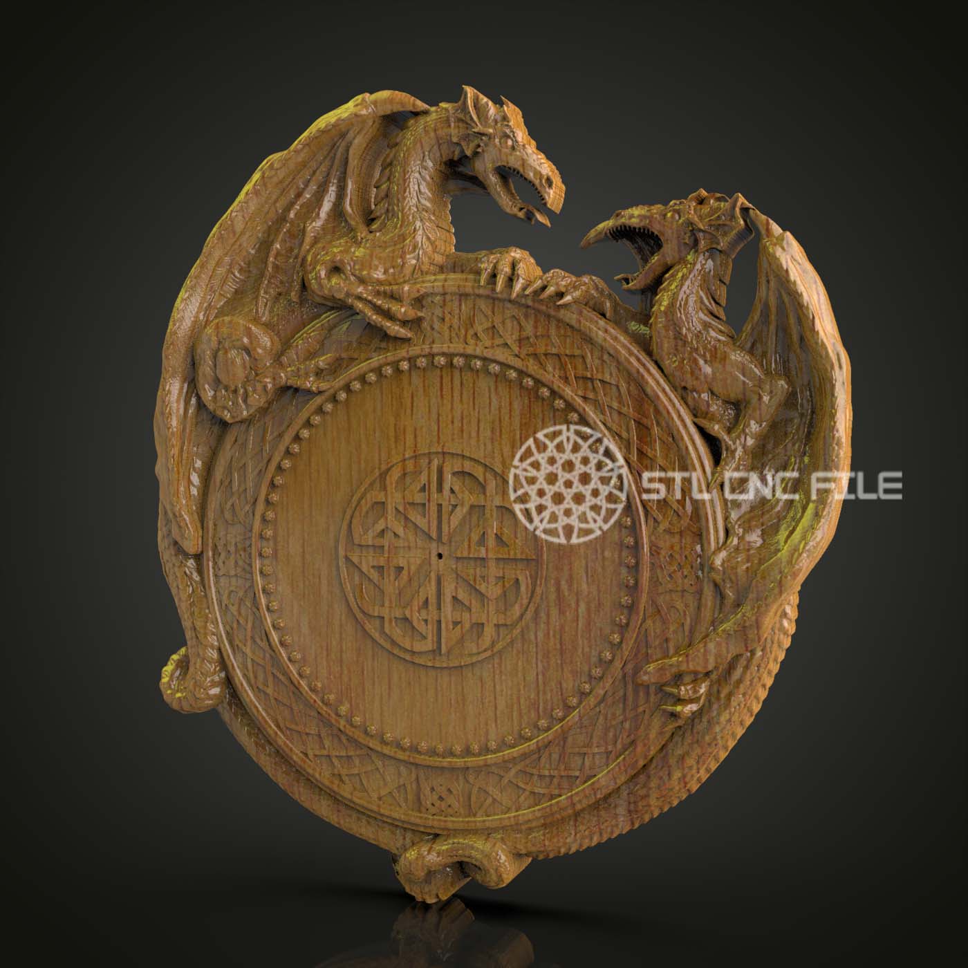 Mystical Dragon Circle STL Model, CNC Router Engraving File for Fantasy Wood Art, Artcam & Aspire Wall Decor, Magical CNC Sculpture Design