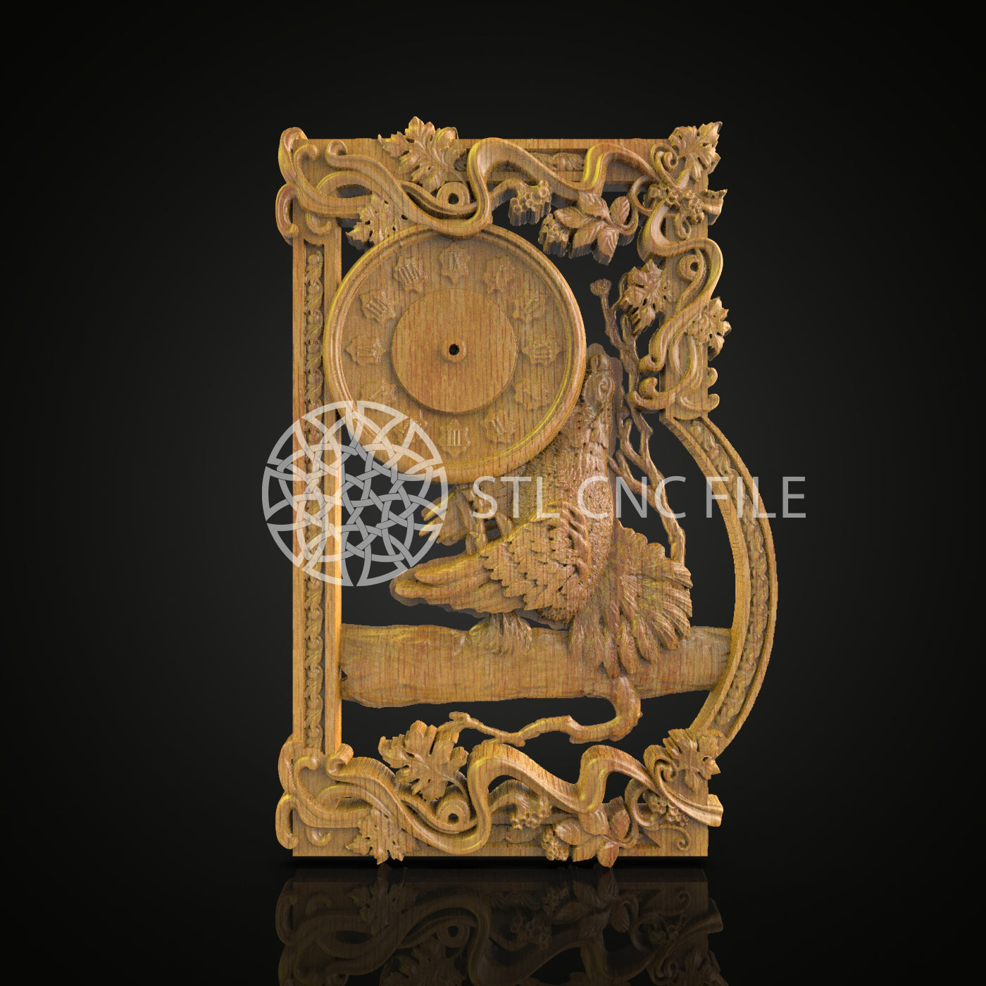 Peacock Themed 3D STL Model for CNC Router Engraving, Woodworking Artcam and Aspire Files, Wood Wall Decor CNC
