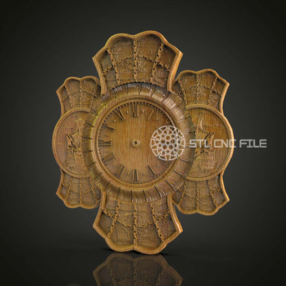 Decorative Wall Clock STL Model for CNC Router, Artcam Aspire Woodworking Files, Elegant Timepiece Wall Art, CNC Craft