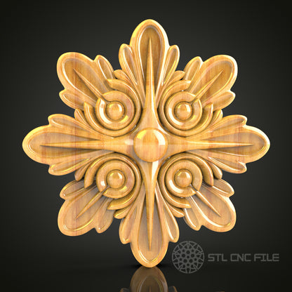 Ornate Art Nouveau CNC Router STL Model - Elegant Symmetrical Wood Design