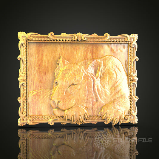 Majestic Lion Relief STL Model for CNC Router - Regal Animal Wall Art, Artcam, Aspire Compatible, Wood Carving
