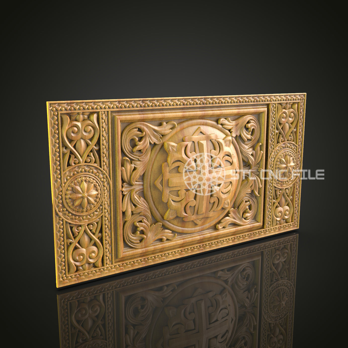 Renaissance Style Decorative Panel - CNC Router STL Model, Luxurious Wall Decor, Artcam Aspire Files