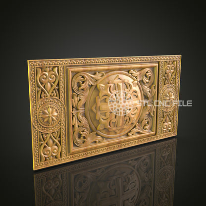 Renaissance Style Decorative Panel - CNC Router STL Model, Luxurious Wall Decor, Artcam Aspire Files