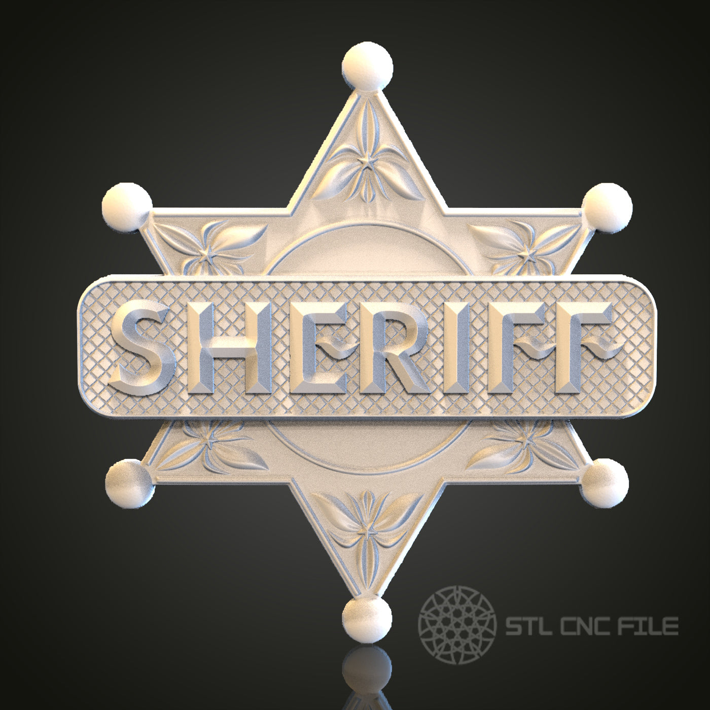 Sheriff Badge 3D STL File, CNC and 3D Printer Model, Western Decor, Artcam Aspire, Law Enforcement Wall Art