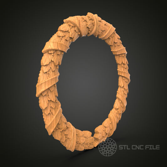 Autumn Leaf Wreath CNC Carving STL File - Seasonal Decor Design, Compatible with Artcam, Aspire