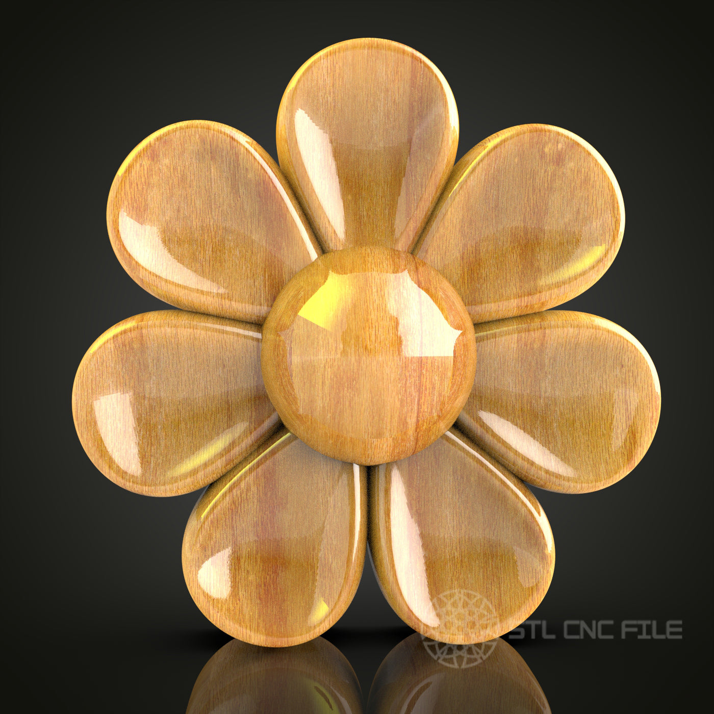 Radiant Bloom CNC Router Engraver STL Model - Perfect for Wood Art