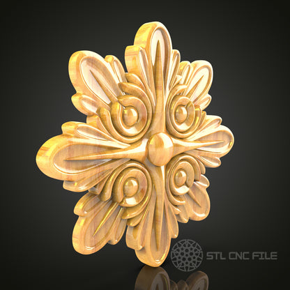 Ornate Art Nouveau CNC Router STL Model - Elegant Symmetrical Wood Design