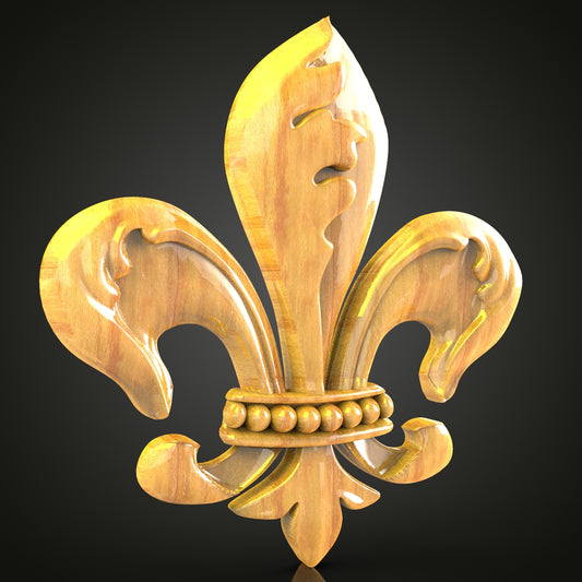 Regal Fleur-de-Lis CNC Wood Carving, STL Model for Router, Luxurious Wall Decor