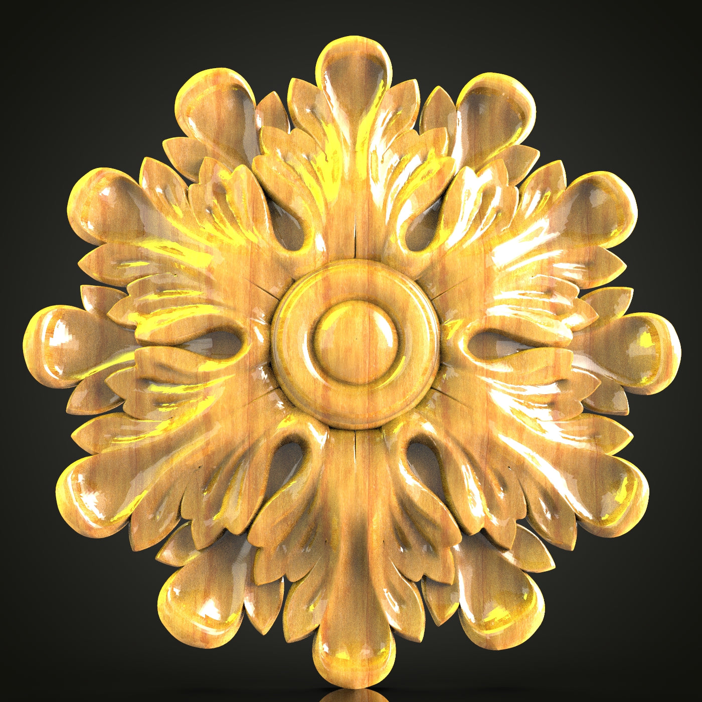 Golden Sunburst STL Model for CNC, Artcam Aspire Flower Design, Radiant Wall Decor Carving, Wooden Artistic Engraving, Elegant Home Decor CNC File