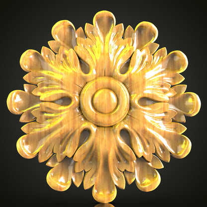 Golden Sunburst STL Model for CNC, Artcam Aspire Flower Design, Radiant Wall Decor Carving, Wooden Artistic Engraving, Elegant Home Decor CNC File