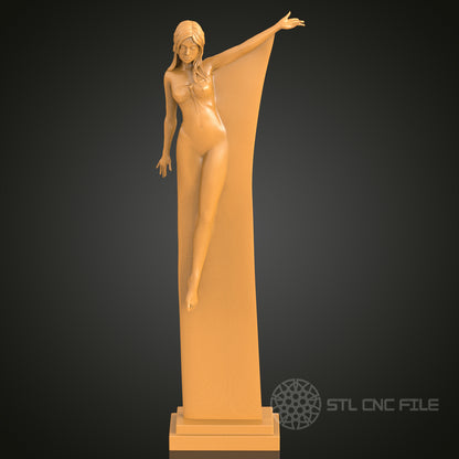 Graceful Female Figure 3D STL Model, CNC Router Engraver Artcam Aspire, Wood Art Wall Decor, 3D Printer Ready, PDF with STL Link