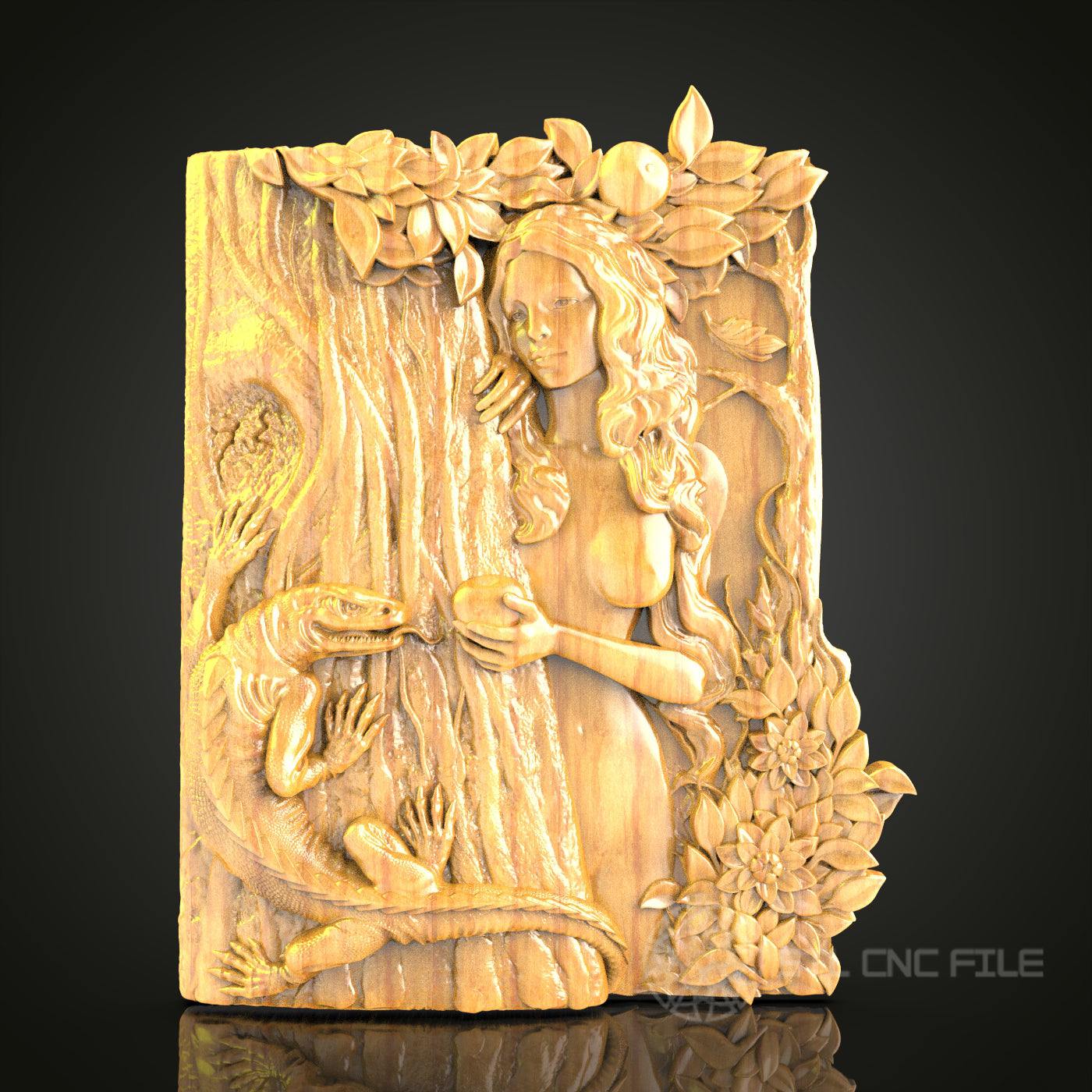 Mythical Fauna & Figure Relief STL Model for CNC Router - Artcam, Aspire Compatible, Enchanting Wood Carving