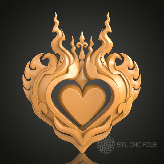 Ornate Heart 3D STL Model, CNC Router Engraver Artcam Aspire, Wood Art Wall Decor, 3D Printer Ready, PDF with STL Link
