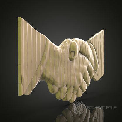 Handshake Agreement 3D Model STL File, Symbolic Sculpture for CNC Router – Compatible with Artcam, Aspire