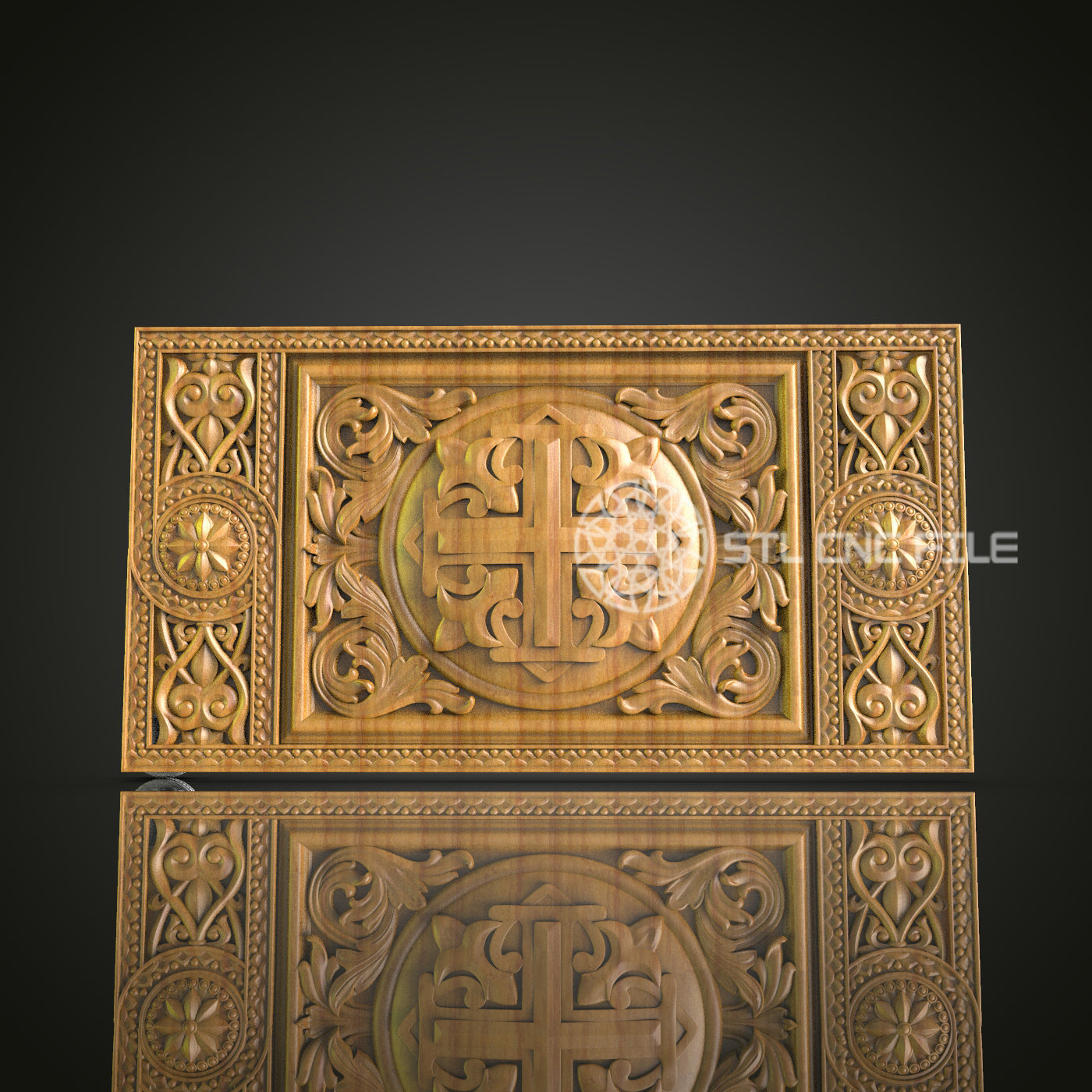 Renaissance Style Decorative Panel - CNC Router STL Model, Luxurious Wall Decor, Artcam Aspire Files