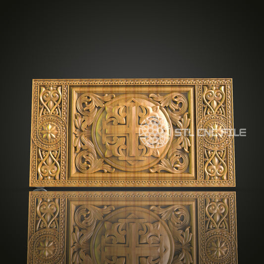 Renaissance Style Decorative Panel - CNC Router STL Model, Luxurious Wall Decor, Artcam Aspire Files
