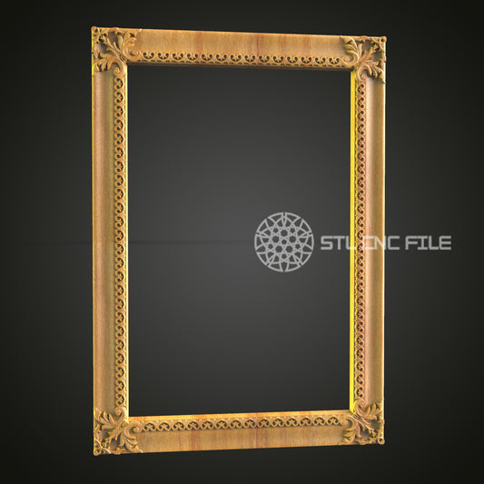 Vertical Ornate Mirror Frame STL File, CNC Router, Classic Elegance Decor