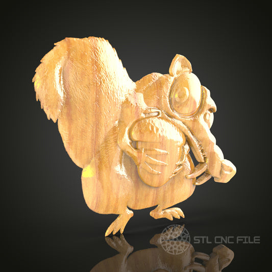 Cartoon Squirrel 3D STL Model - CNC Router Wood Art, Wall Decor, Digital File for Artcam, Aspire