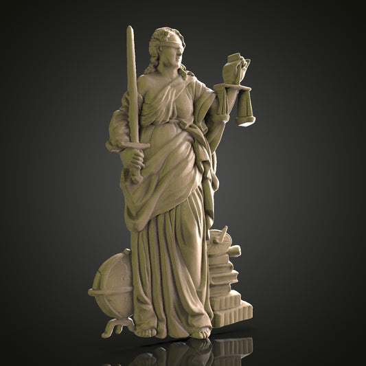 Statue of Justice 3D STL for CNC Carving and 3D Printing, Artcam, Aspire, Wall Decor, CNC Files, Wood Art