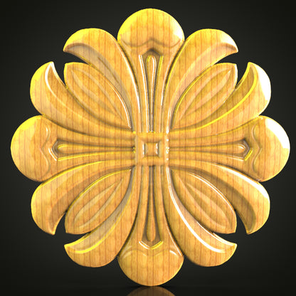 Leaf Motif CNC Wood Carving, STL Model, Decorative Art Wall Panel