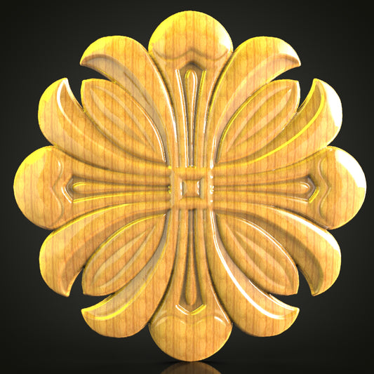 Leaf Motif CNC Wood Carving, STL Model, Decorative Art Wall Panel