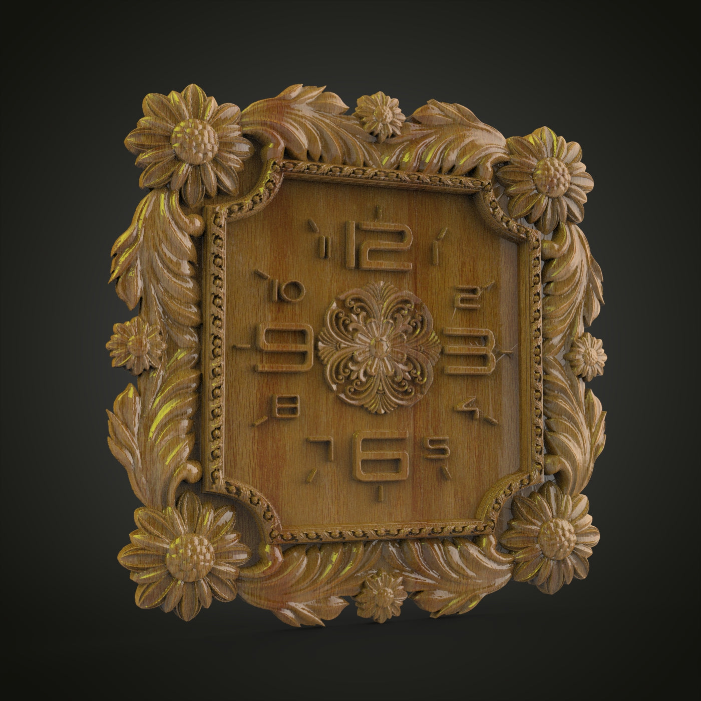 Floral Elegance Clock STL Model for CNC Engraving - Artcam Aspire Files for Botanical Timepiece, Wood Art Wall Decor