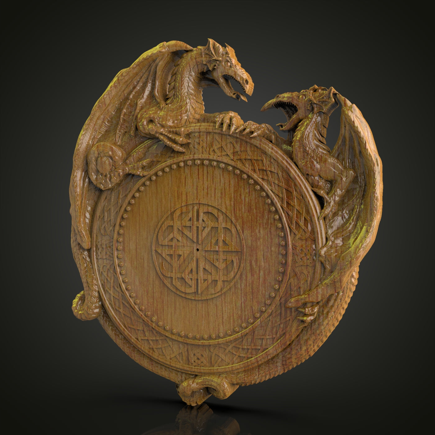 Mystical Dragon Circle STL Model, CNC Router Engraving File for Fantasy Wood Art, Artcam & Aspire Wall Decor, Magical CNC Sculpture Design