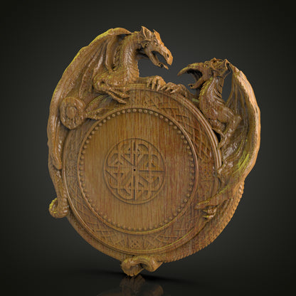 Mystical Dragon Circle STL Model, CNC Router Engraving File for Fantasy Wood Art, Artcam & Aspire Wall Decor, Magical CNC Sculpture Design