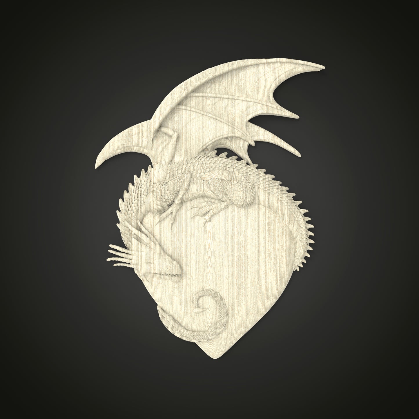 Majestic Dragon Heart 3D Relief Model