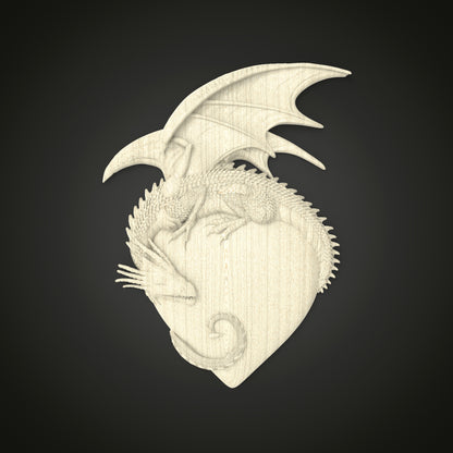 Majestic Dragon Heart 3D Relief Model