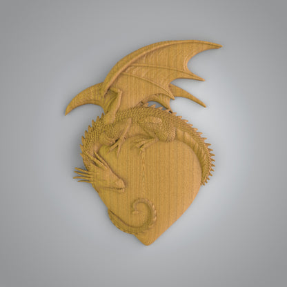 Majestic Dragon Heart 3D Relief Model