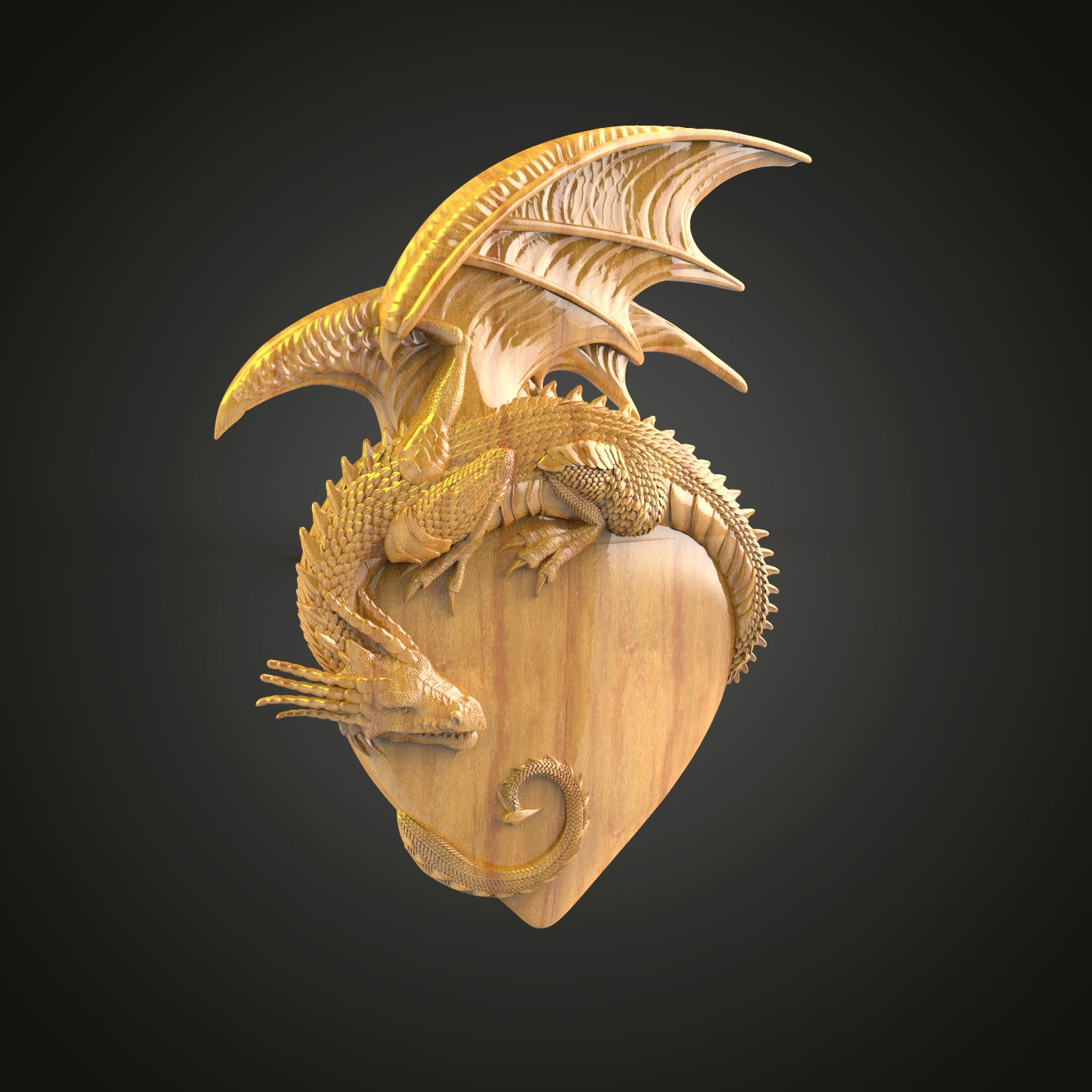 Majestic Dragon Heart 3D Relief Model