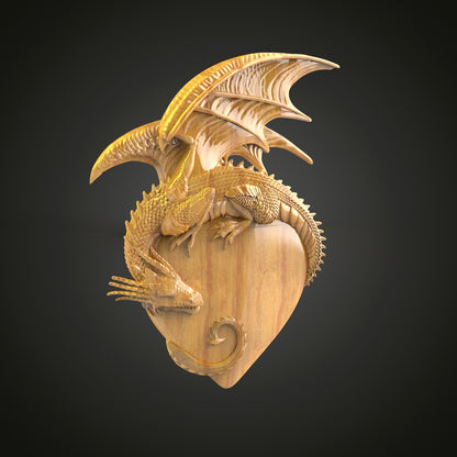 Majestic Dragon Heart 3D Relief Model