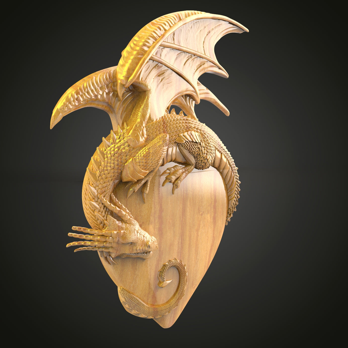 Majestic Dragon Heart 3D Relief Model