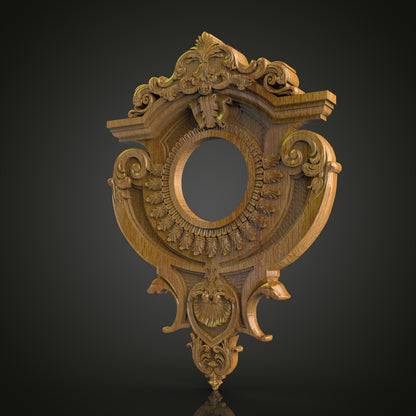 Ornate Baroque Clock Frame STL Model - CNC Engraving Files for Luxury Watch, Artcam Aspire Compatible