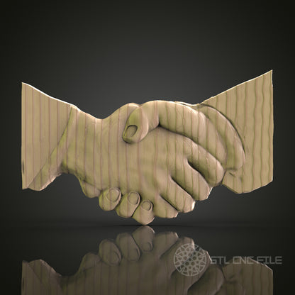Handshake Agreement 3D Model STL File, Symbolic Sculpture for CNC Router – Compatible with Artcam, Aspire