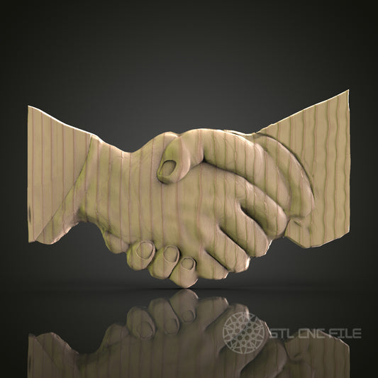 Handshake Agreement 3D Model STL File, Symbolic Sculpture for CNC Router – Compatible with Artcam, Aspire