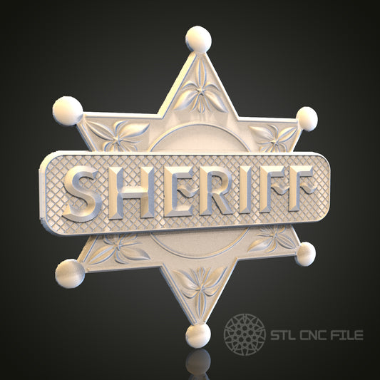 Sheriff Badge 3D STL File, CNC and 3D Printer Model, Western Decor, Artcam Aspire, Law Enforcement Wall Art