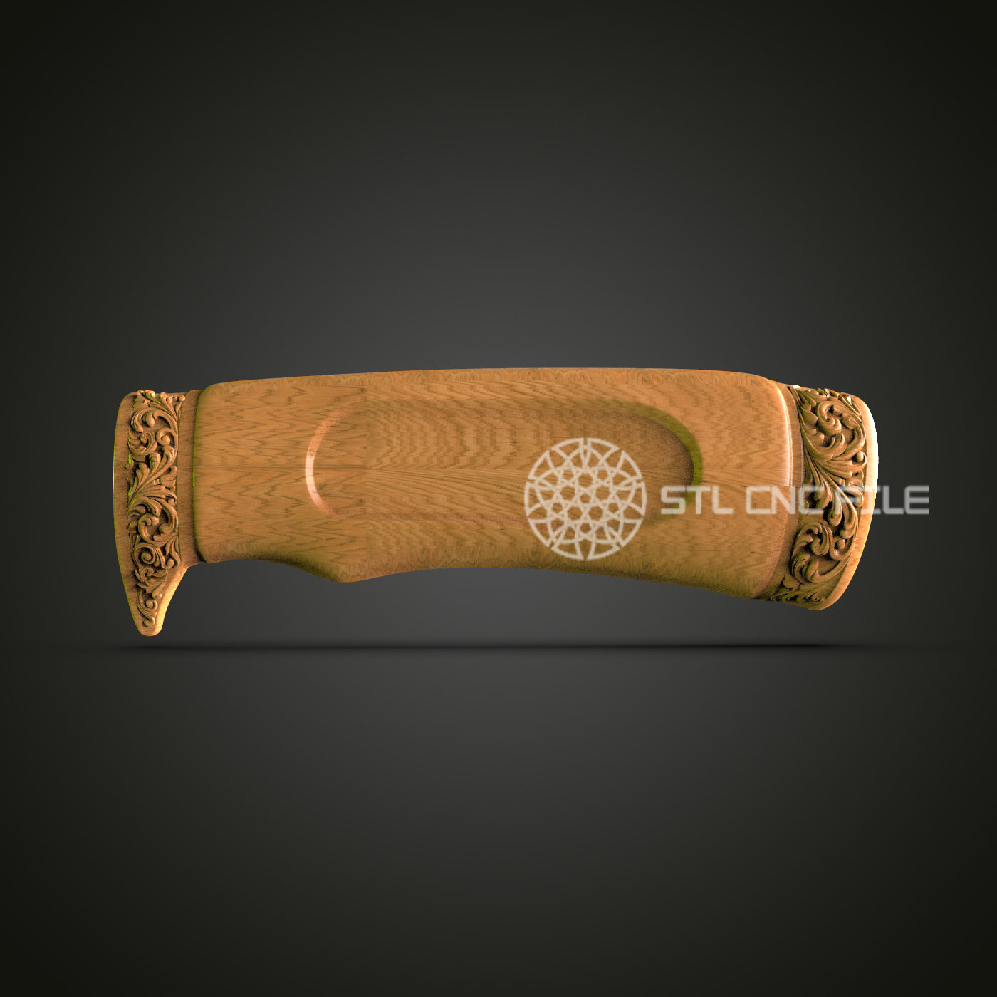 Ornate Scroll Handle STL File for CNC Router - Luxurious Wood Carving Design for Custom Furniture and Decor