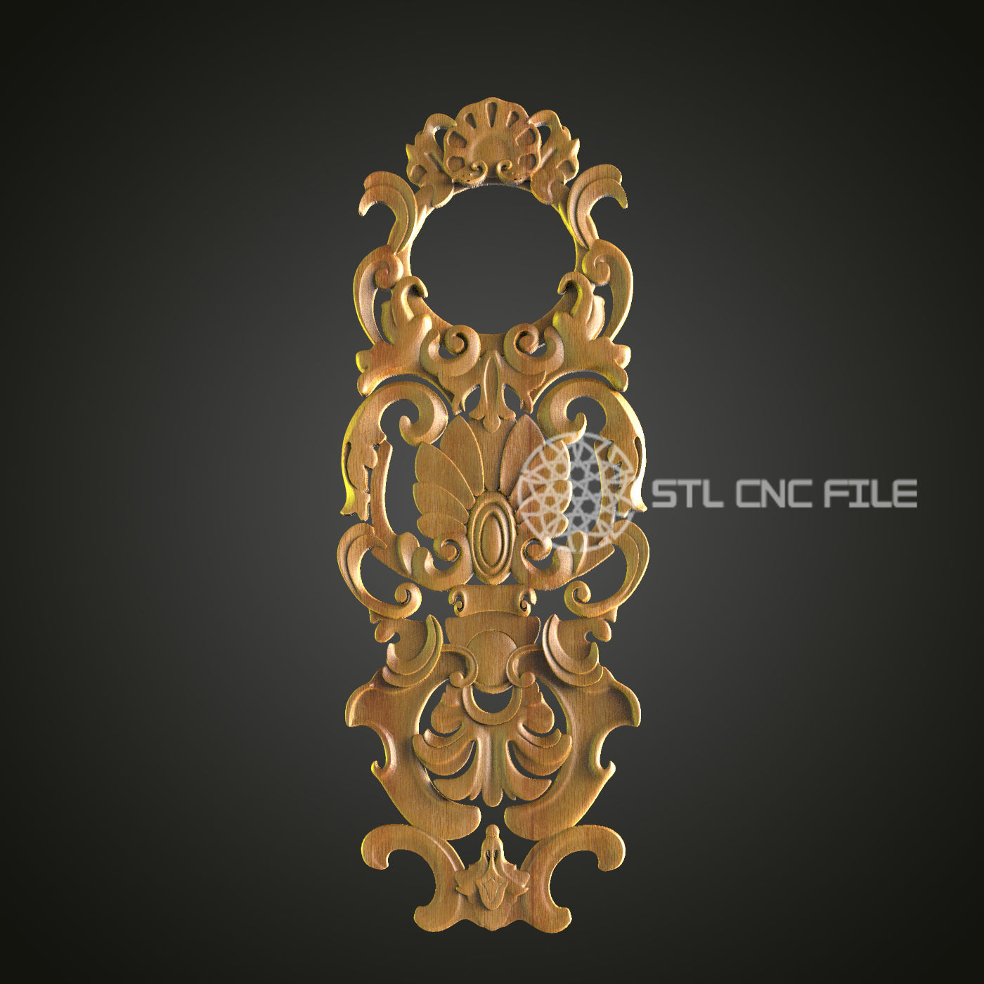 Elegant Baroque Handle Design - CNC Router STL Model, Ornate Door Handle, Artcam Aspire Files